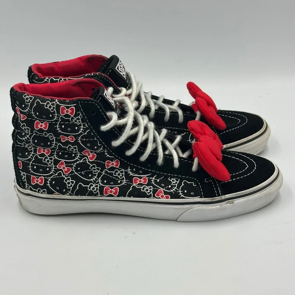 Vans Hello Kitty Sk8-Hi Black Red/ Bow Sneakers Womens 7.5 / Mens 6 Kawaii Skate